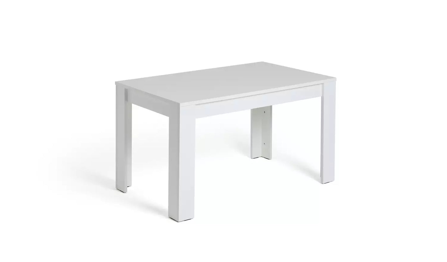 Assembled Miami Gloss 4 Seater Dining Table White & 4 Grey Chairs